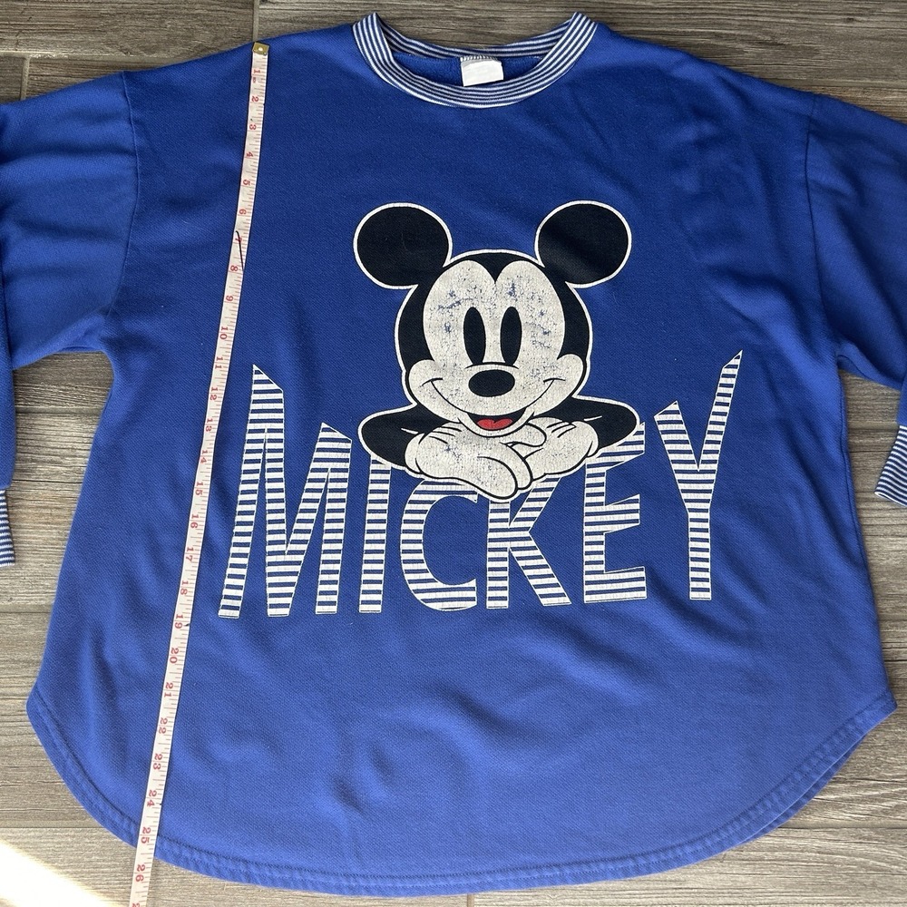 Vintage Blue Mickey Mouse Sweatshirt Disney Crewneck Pullover Top - Picture 2 of 6